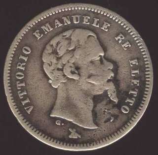 ITALY RARE BEAUTIFUL 50 CENTS FIRENZE 1860 SILVER COIN  