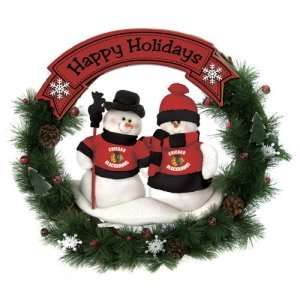  Chicago Blackhawks NHL Snowman Christmas Wreath (20 
