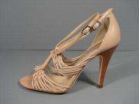 CHANEL BEIGE LEATHER T ANKLE STRAP SANDALS 37/7 SHOES  