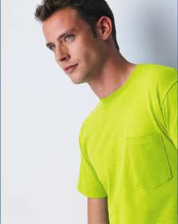 Gildan Ultra Cotton Pocket T Shirt Safety Green Orange  