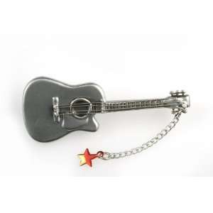  Notables Jewelry Guitar with Red Star Stick Pin   Matte 