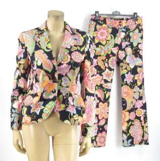 Escada Sport Black & Bright Floral / Paisley Print Suit Jacket 4 