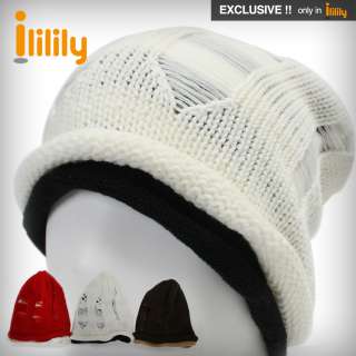 New Knit Plain Visor Beanie Snowboard Hat Ski Cap Skull  