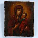 Antique Russian Hand Painted Icon c.1820 Mother Mary  