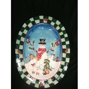  Ceramic Snowman Plate 