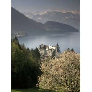  Large hotel with mountain in background, Lake Lucerne 