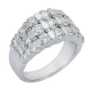  Bar Set Dome White Gold Ring Jewelry