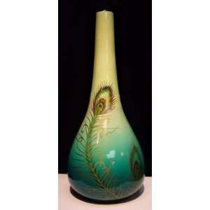 Hand Painted Porcelain Vase in Eggshell White   Aquamarine:  