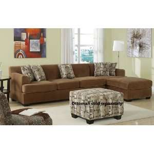    2pc Reversible Sectional Sofa in Tan Velvet Fabric