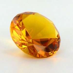  Citrine Orange Crystal Glass Diamond Shaped Paperweight 2 