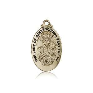 14kt Gold O/L Our Lady of Czestochowa Medal 1 1/8 x 5/8 Inches 6095KT 
