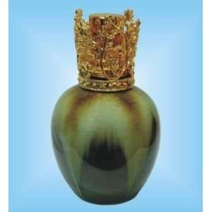  Mottled Olive Porcelain Catalytic Fragrance Lamp with Gold 