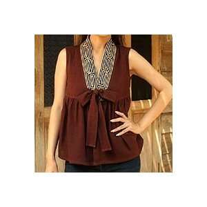  NOVICA Cotton blouse, Relax in Brown