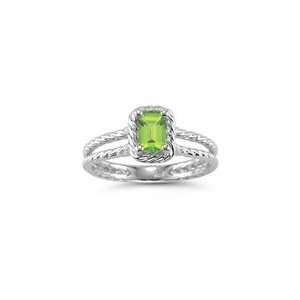  0.64 Cts Peridot Solitaire Ring in 14K White Gold 5.0 