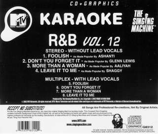 MTV R&B Vol. 12   Karaoke CD   The Singing Machine 047237831229  