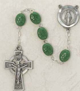 Silver Plated Shamrock Rosary Irish Celtic Necklace  