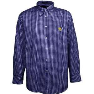   Mountaineers Navy Blue Gridiron Check Dress Shirt: Sports & Outdoors
