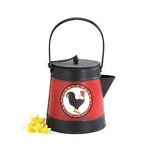  Rooster Designed Tin Watering Can Black, Red & White