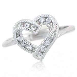  Sterling Silver Designer Simulated Diamond CZ Heart Ring Jewelry