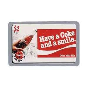  Coca Cola Collectible Phone Card: Coca Cola 95 $2. Hand & Bottle 