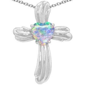 CandyGem 925 Sterling Silver Lab Created Heart Shape Opal 
