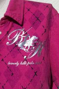 Beverly Hills Polo Club Hot Pink T Shirt 1X Juniors Rhinestones  