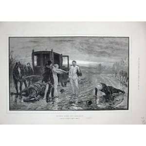  1887 Highway Man Horses Coach Country Lane Weapons