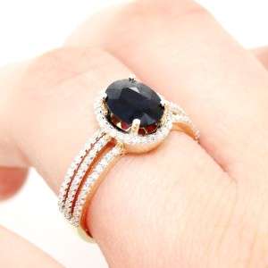 53 CT Genuine Oval Cut Diamond & Sapphire Engagement Ring Band 14k 