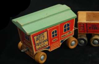  we have a Holgate wooden Rodeo Train toy train. Circa 1950s. Toy 