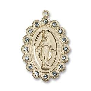   : 14kt Gold Miraculous Medal St. Mary Mother of God Madonna: Jewelry