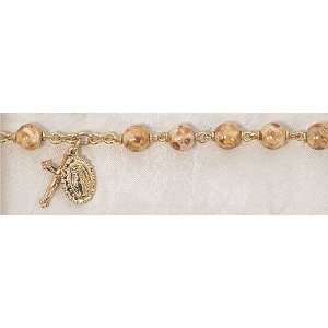 Connemara Marble Gold Plated Catholic 7MM Rosary Bracelet 
