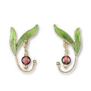  Garnet Berry Vermeil and Enamel Earrings Jewelry