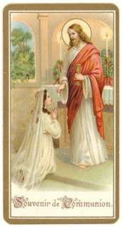 1933 French holy card Jesus give communion  