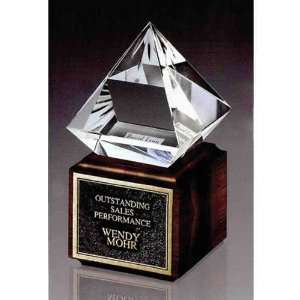  Jewel cut glass award in pyramid shape.