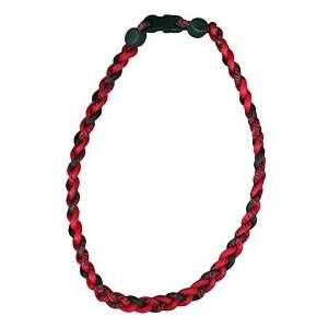  Titanium Ionic Braided Necklace   Red/Black: Sports 