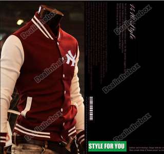 Mens Trendy Designed NY Baseball Slim Fit Coat Jacket Outerwear 