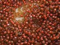 Coral Red Orange n Mango Green Seed Beads  