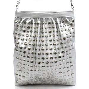 Silver Western Country Cowgirl Style Studded Cross Body Shoulder Bag 