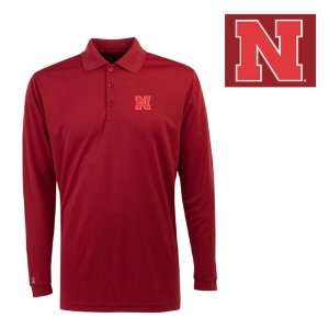  Nebraska Long Sleeve Polo Shirt (Team Color): Sports 