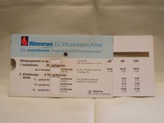 slide rule paper medical vintage Germany dose dosage medicine Wincoram 