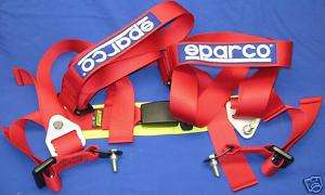 Sparco 4 Point 2 Wide Seat Belt Harness Red Universal  
