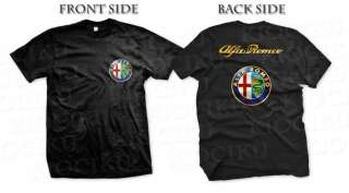 New ALFA ROMEO Logo Italian Car Black T Shirt S M L XL 2XL 3XL
