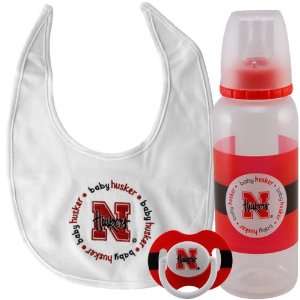  Nebraska Cornhuskers Infant 3 Piece Bottle, Bib & Pacifier 