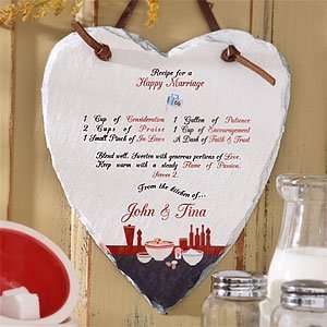   Heart Slate Wall Plaque   Recipe For A Happy Marriage Home & Garden