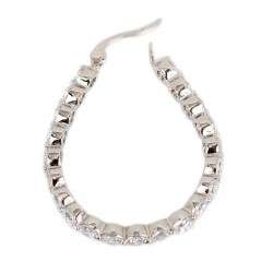 42 Created Diamond Unique Bezel Set Hoop Earrings  
