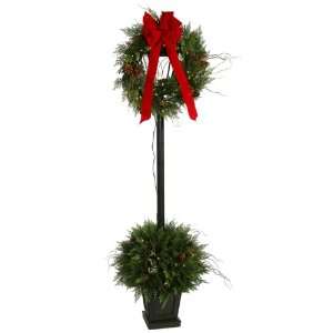  6.5 Pre Lit Christmas Cedar Twig Lantern With Wreath 