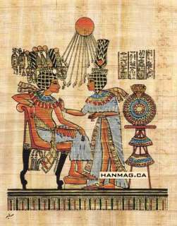 Egyptian Papyrus Art Painting   King Tut & his wife #47  