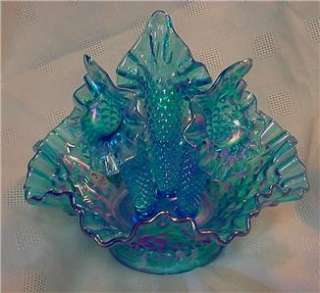 SCARCE FENTON ELECTRIC BLUE CARNIVAL HOBNAIL EPERGNE Excellent  