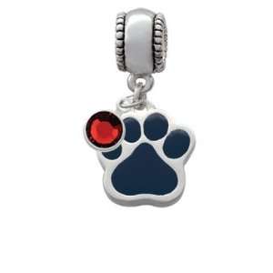  Large Navy Blue Paw European Charm Bead Hanger with Siam 