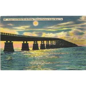   Vintage Postcard   Sunset over Bahia Honda Bridge   Key West Florida